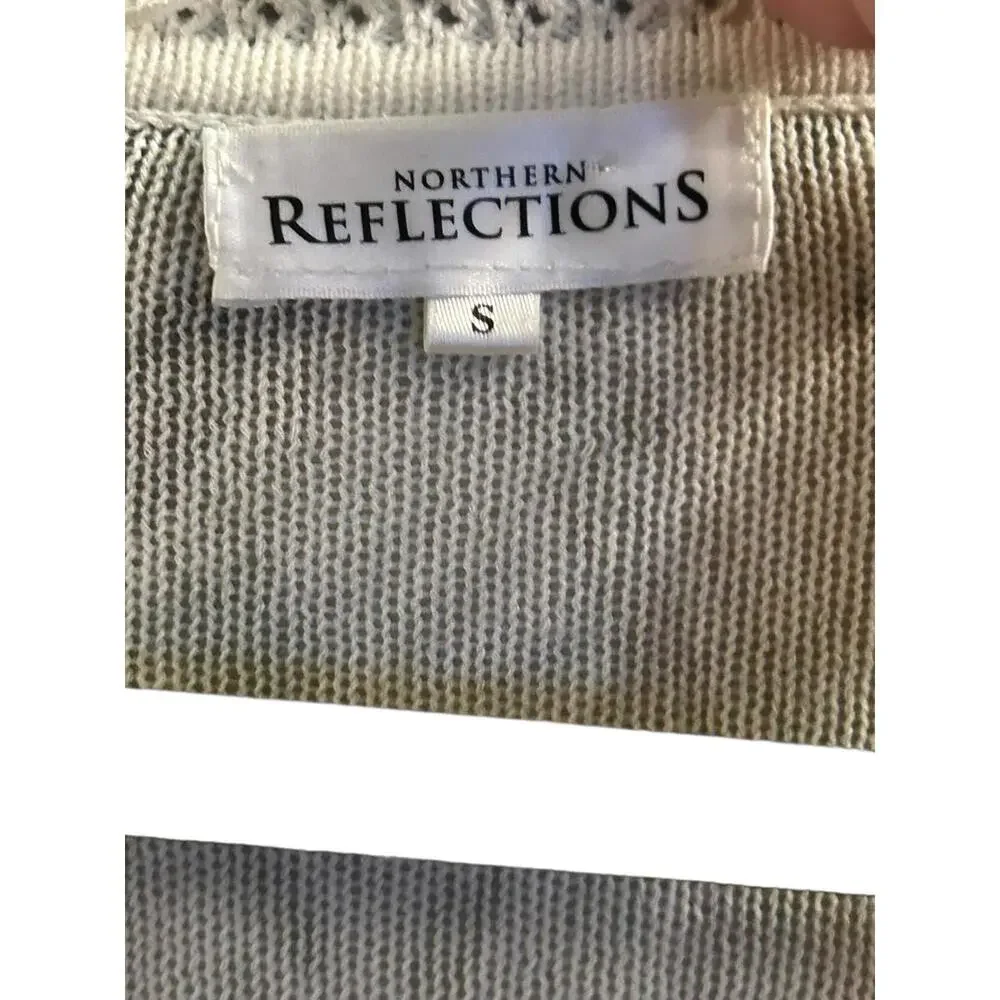 Northern Reflections Neutral Print 3-Button Cardigan Sweater Size S Lightweight - Picture 5 of 13